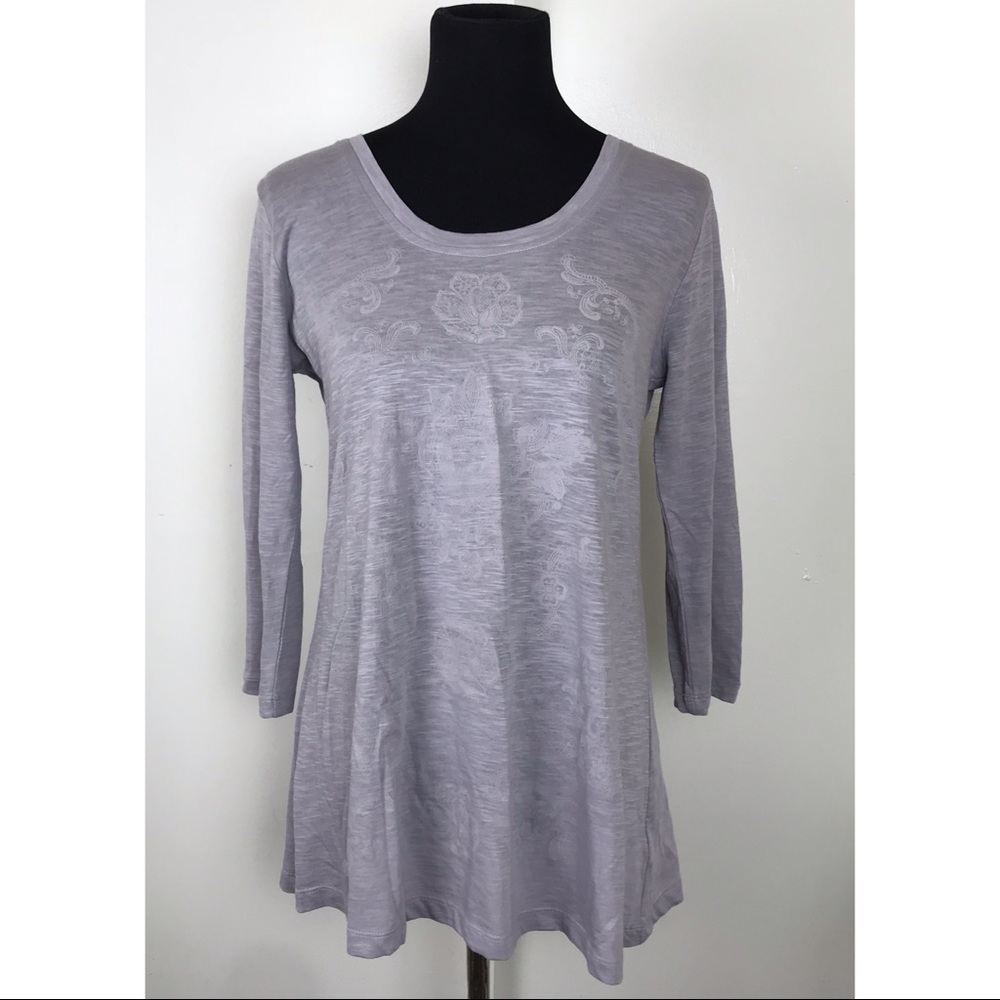 LOGO By Lori Goldstein Cotton Slub Swing Top